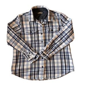 OUTERKNOWN Organic Cotton Shacket Size M/L Plaid Blanket Shirt Overshirt Jacket